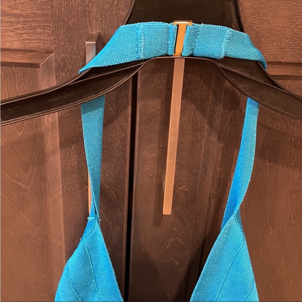 Hervé Leger Michelli Twist Detail Bandage Blue One Piece Swimsuit 🩱❤️ HL - Picture 9 of 12